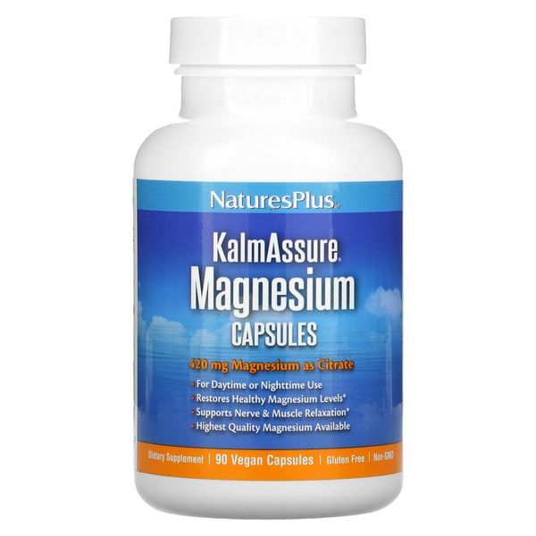 NaturesPlus KalmAssure Magnesium 140 mg 90 Vegetarian Capsules, 240 Capsules