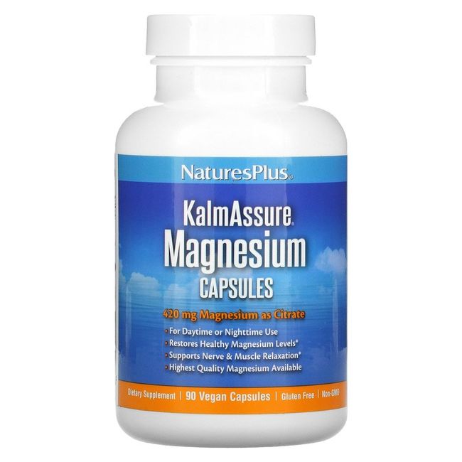 NaturesPlus KalmAssure Magnesium 140 mg 90 Vegetarian Capsules, 240 Capsules