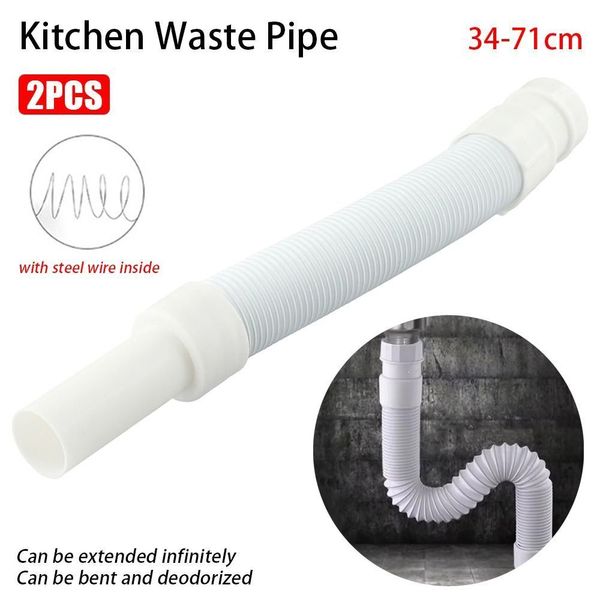 2Pcs Bathroom Wash Basin Waste Pipe Plumbing Hose Sink Drains Downcomer