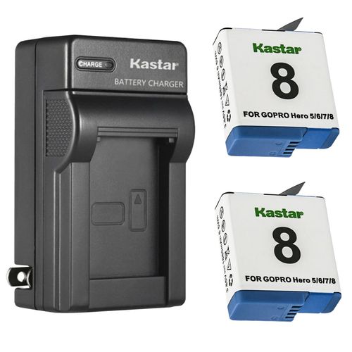 Kastar 2-Pack Battery and AC Wall Charger Replacement for GoPro HERO8 Hero 8, AHBBP-501, AABAT-001, SPJB1B, Hero, 601-27537-000, 601-10197-000, Hero 8 Action Camera, HERO8 Black, Hero 8 HD Black
