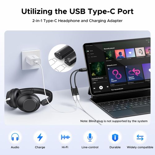 UGREEN Magnetic USB C Splitter 1 in 2 Out Dual USB C Headphone and Charger Type C Audio Adapter with PD 60W Fast Charging Dongle Cable for iPhone 16 Pro Max, Galaxy S25, Pixel 9, iPad Pro, Switch 2