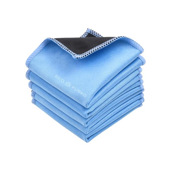 ECO-FUSED Microfiber Cleaning Cloths - 5 Pack - Double-Sided Cleaning Cloths - Microfiber and Suede Cloth for Smartphones, LCD TV, Tablets, Laptop Screens, Camera Lenses and Delicate Surfaces