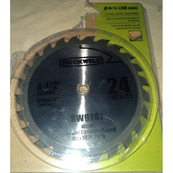 Rockwell  4 1/2-Inch 24T Carbide Compact Circular Saw Blade RW9281 3/8 Arbor