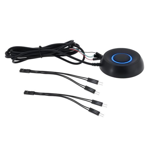 eMagTech External PC Power Switch 2m with 2Pcs Splitter Cable Compatible with All Desktop Computer Motherboards With 4-Pin Connector