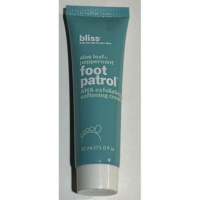 Bliss Foot Patrol Cream Aloe Leaf Peppermint  Exfoliating and Softening  1 Oz