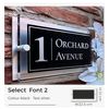 Modern Personalised House Number Plaques Door Sign, Black Rectangle