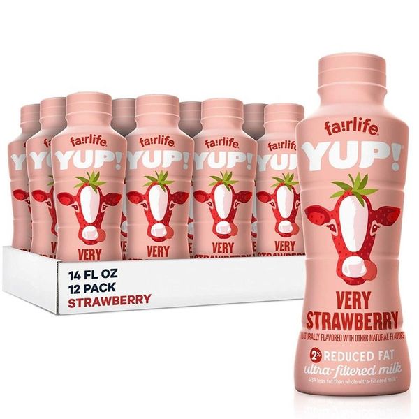 Fairlife YUP Low Fat Milk Very Strawberry 14floz 414ml 12 Packs, 12 Packs