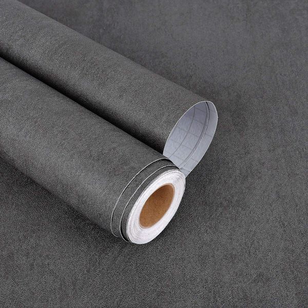 YENHOME 118x30 Inch Wide Dark Grey Concrete Wallpaper Peel and Stick Concrete Contact Paper for Countertops Waterproof Thicken Industrial Gray Contact Paper for Table Top Cement Textured Wallpaper