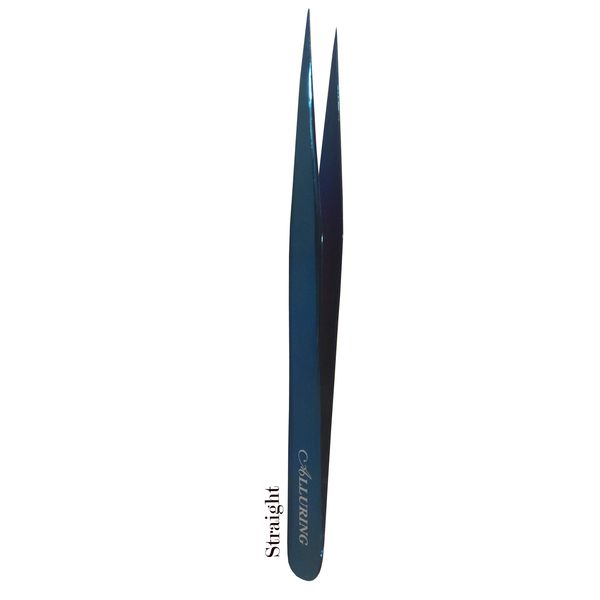 Alluring TITANIUM BLUE Tweezers for Eyelash Extension for Volume Lashes Straight