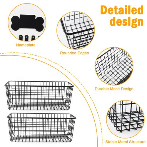 Geyecete 2 Set Extra Large Portable pet supplies wall basket storage Carbon storage basket Wall wire storage rack multifunctional countertop