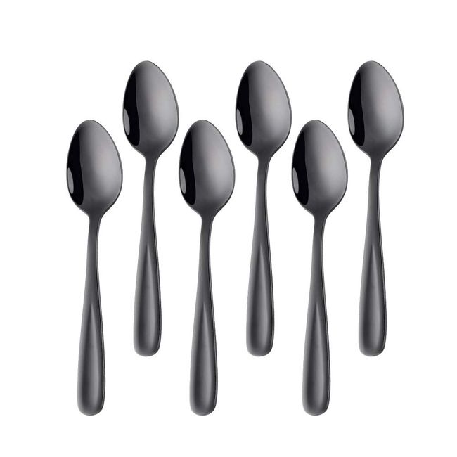 Buyit 6 Pcs 18-10 Stainless Steel Tea Spoons Coffee Spoons Thick Full Length 13.5cm Black