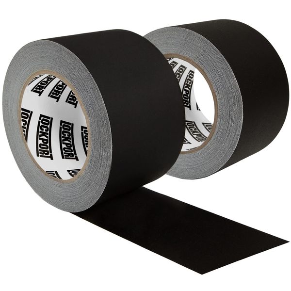 Lockport 3 Inch Black Gaffers Tape - 2 Pack - 30 Yards per Roll Wide Gaff - Bulk Set Gaffer Roll Refills Case - Matte Cloth Fabric for Stage Sets, Photography, Filming, Production Equipment