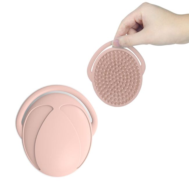 AioBos Scalp Brush Shampoo Brush Hair Washing Brush Ergonomic Fixed Grip Design Soft Silicone Brush Head for Newborn and Toddler Men Women (Pink)