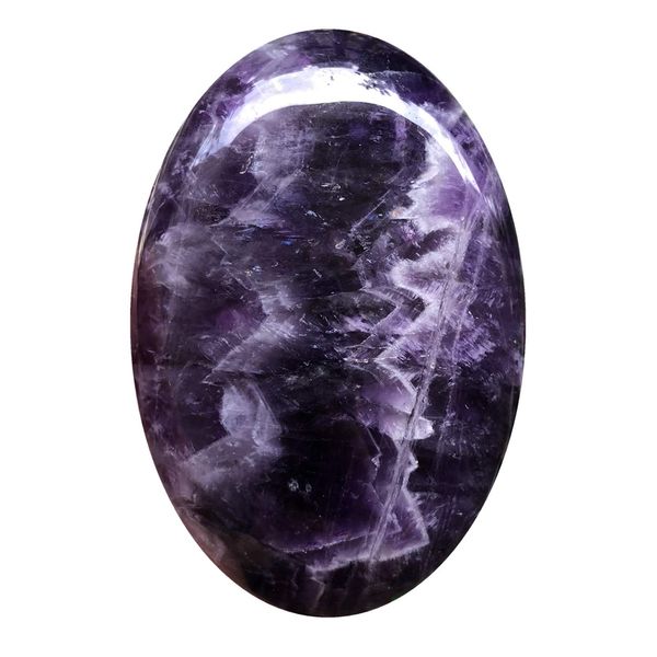 Ladeukoi Oval Amethyst Palm Stone, Polished Worry Pocket Massage Stones Healing Crystal for Therapy Geometry Chakra Balancing