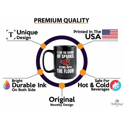 Flairy Land Welder Coffee Mug 15oz Black - The Sound Of Sparks - Welding Gift For Dad Granpa Mechanic Engineer Metalworker Steelworker Craftsman Ironworker Repairman