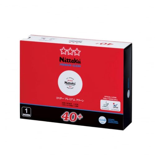Nittaku NB1701 Table Tennis Ball 3 Star Premium Clean 1 Dozen White 40mm
