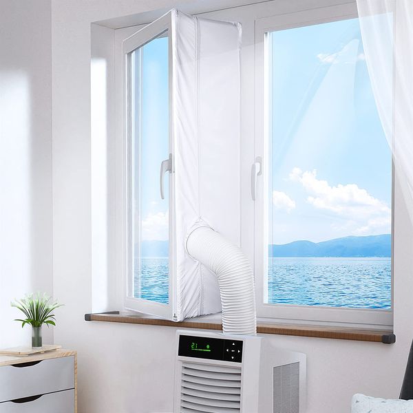 iRhodesy Window Sealing for Mobile Air Conditioners, Waterproof White Air Conditioner Window Seal Used for Hot Air Stop, Works with Portable Air Conditioner and Tumble Dryer (400cm)