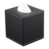 KINGFOM Leather Cube Square Tissue Box Cover Holder (Black)