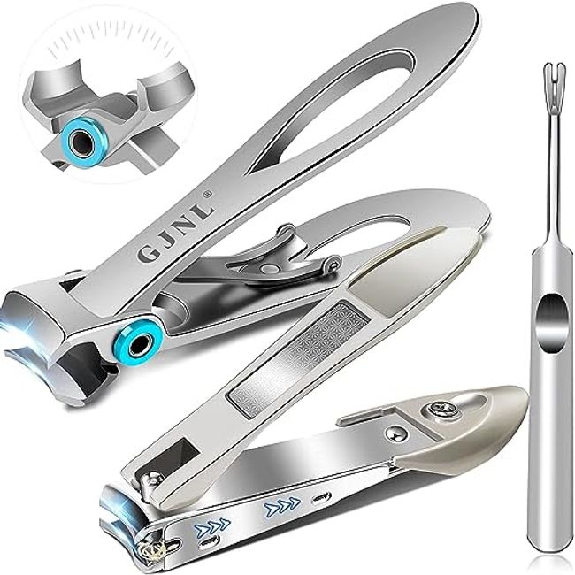 Fingernail Clipper For Thick Nails, Ultra Wide Jaw Opening Nail Clippers  Set Silver Toenail Clippers For Ingrown Big Nail Cutter With Nail File For