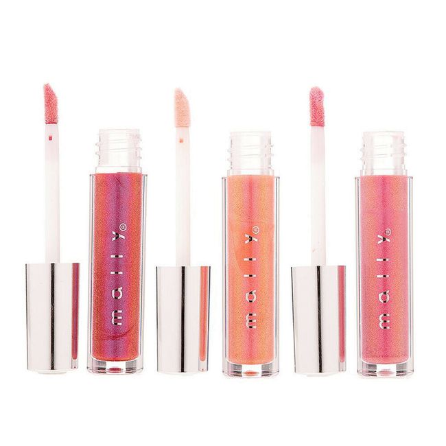 3-pk Mally Beauty Liquid Light Lustrous Lip Gloss Pink Peach Berry NIB