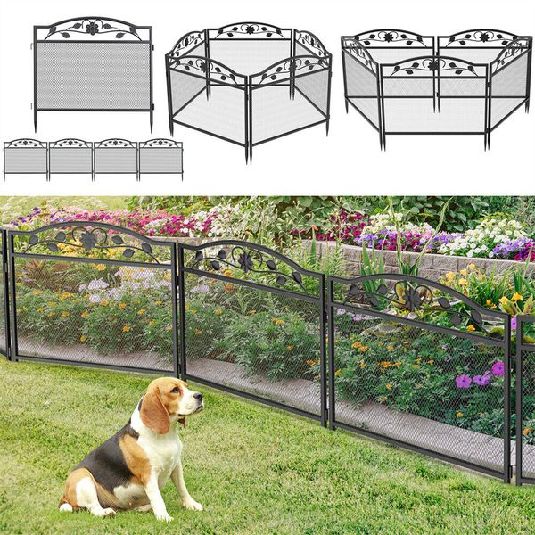 5pcs Metal Garden Fence Heavy Duty Animal Barrier Border Flower Edge Chicken Dog