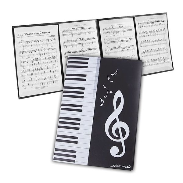 Sheet Music File, 4 Sides, A4 Size, Writable, Holds 6 Sheets, Non-Reflective, 4 Pages, Music Composing, Lessons, File Cover, Piano, Electronic Piano, Accessory