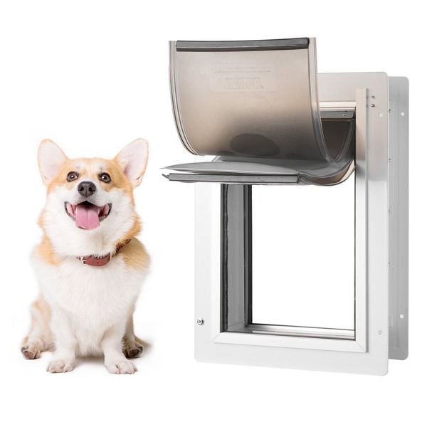 VEVOR Pet Door for Wall with Lock and 3 Magnetic Flap System Metal Frame Medium