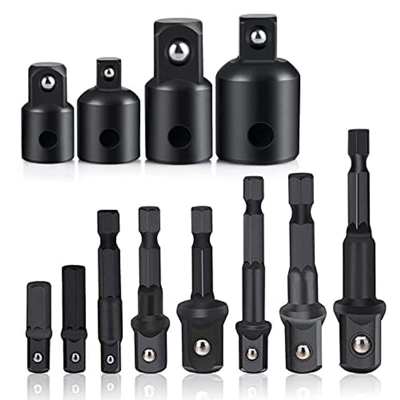 12 Pieces Set Impact Drill Socket Adapter, 1/4