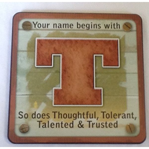Personalised Cuppa Coasters initial T male