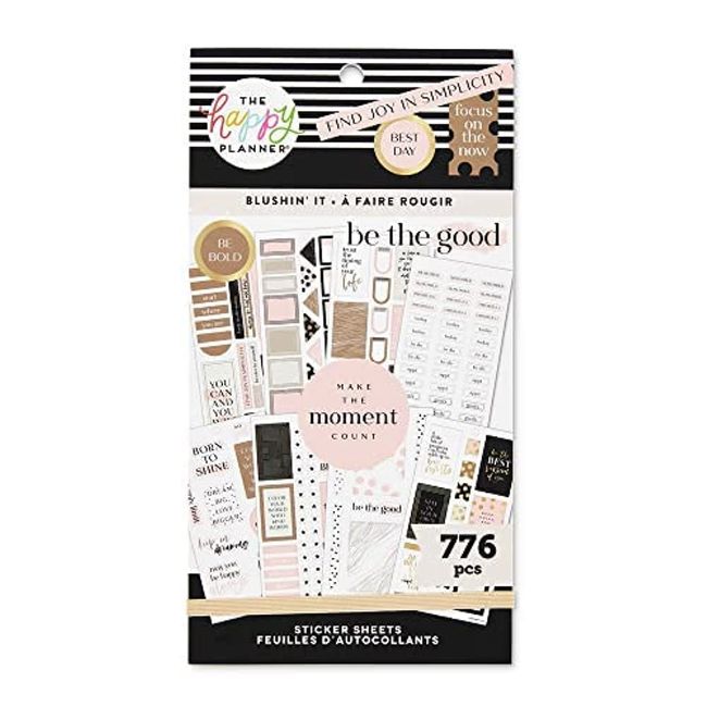 The Happy Planner Sticker Pack for Calendars, Journals and Projects –Multi-Color, Easy Peel – Scrapbook Accessories – Blushin' It Theme – 30 Sheets, 776 Stickers Total