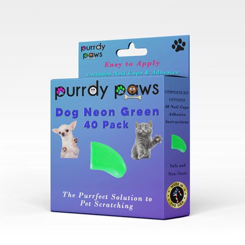 Purrdy Paws 40 Pack Soft Nail Caps for Dog Claws NEON Green X-Small