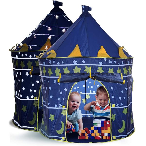 LimitlessFunN Kids Play Tent with Star Lights & Carrying Case, Children Castle Playhouse for Boys & Girls, Indoor & Outdoor, 41"x53"