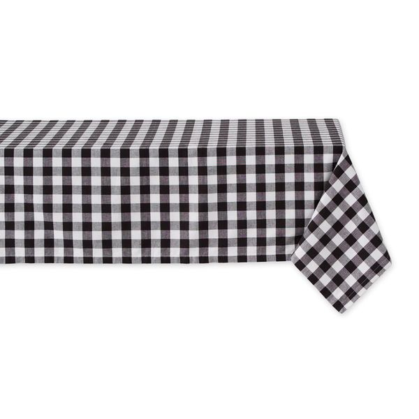 DII Checkered Tabletop Collection 100% Cotton, Machine Washable, Tablecloth, 52x52, Black