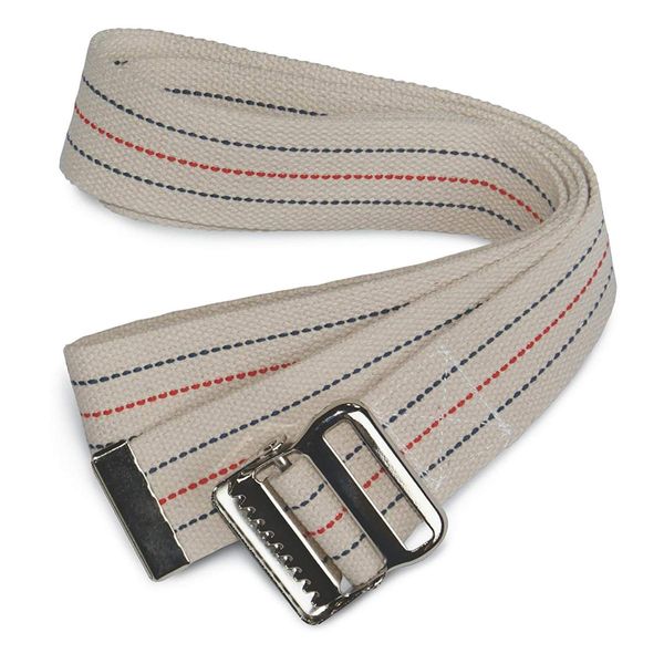 Sammons Preston Gait Belt with Metal Buckle, 2" Wide, 72" Long Heavy Duty Gait Transfer Belt, Essential Walking and Transport Assistant for Elderly, Disabled, & Medical Patients, Neutral Stripe