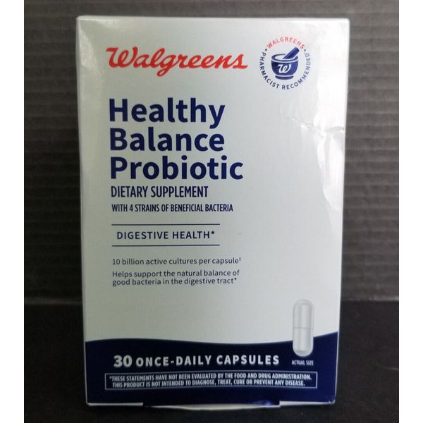 30 Walgreens Healthy Balance Probiotic Capsules 4 Strains 10 Billion CFU *READ*