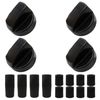 BLUE ELF Professional 4 Packs Universal Control Knobs Replacement with 12 Adapters for Oven/Stove/Range (Black)