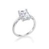 Ladies Ring Sterling Solid 925 Silver 2.5 Carat Emerald Cut Simulated Diamond Ring Size K - U (L)