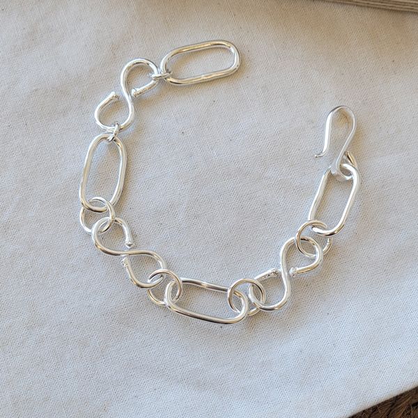 One of a kind square silver bracelet