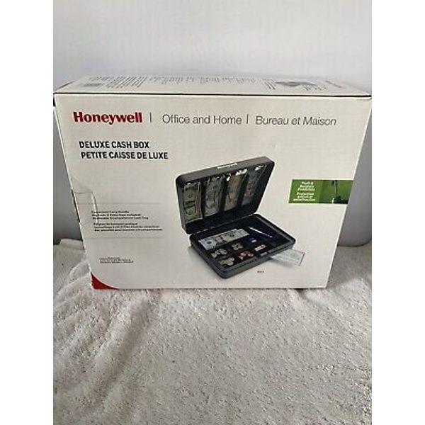 (NEW) Honeywell Deluxe Cash Box #6113 - (2) Entry Keys, Lock Currency Clips