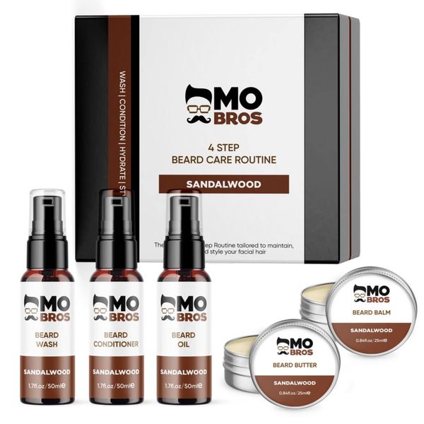 4 Step Beard Care Kit | Wash | Condition | Hydration | Style | Sandalwood