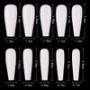 600 Pieces COFFIN Extra Long Tapered CLEAR Full Cover False Nails Glue On Tips - Professional Salon & Home Use.