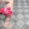 Al Hoor Exfoliating Bath/Shower Gloves - Deep Dry Dead Skin Exfoliator (2 Pairs - Blue Pink Gloves)