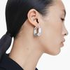 Swarovski Lucent hoop earrings, Octagon shape, Small, White