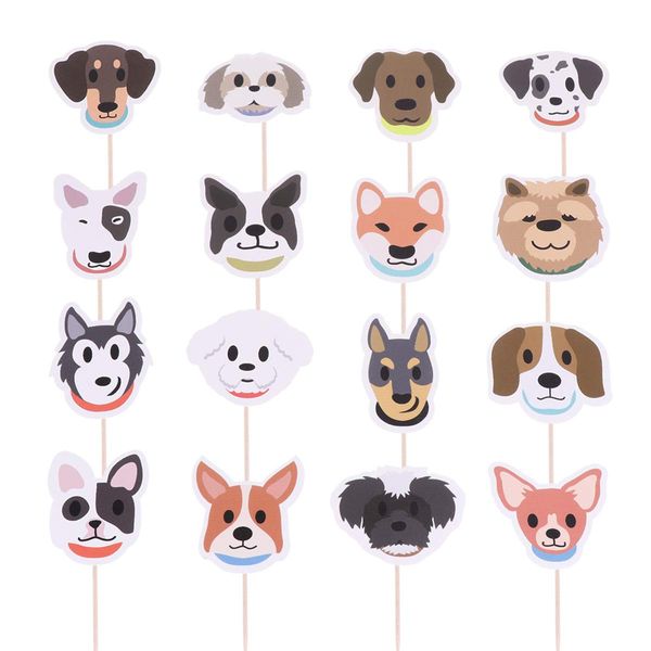 Happyyami 32 Pezzi Animale Domestico Torta Topper Cane Cucciolo Cupcake Topper Animale Cake Topper Carta Torta Inserto per Compleanno Nozze Party Decorazione