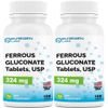 Puregen Ferrous Gluconate 324 mg [High Potency] Iron Supplement 100 tabs 2 Pack