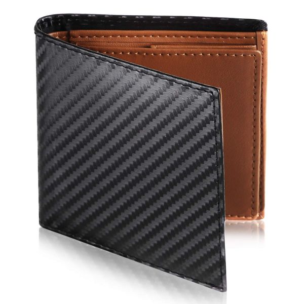 Le sourire Ultra Small Men’s Minimalist Bifold Wallet, Genuine Leather Business Man Wallet, Ultra Small, Functional, black/brown