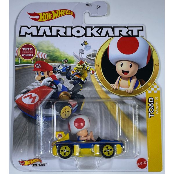 Hot Wheels - Mario Kart - Toad - Mach 8 - Mint/NrMint Ships Bubble Wrapped in a Box