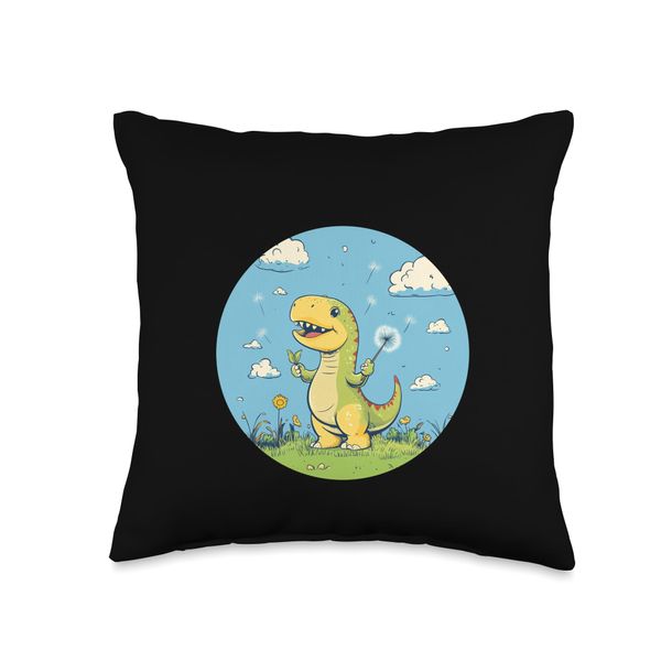 Nice Dinosaur Dream with this Floating Dandelion Throw Pillow