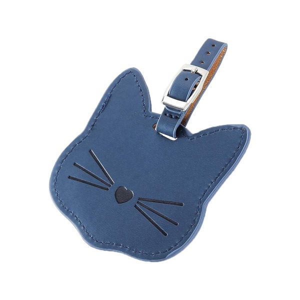 Cat Name Tag Name Plate PU Leather Name Tag Luggage Tag Luggage Tag Suitcase Name Travel Camera Sports Bag Entry Kindergarten School Golf (Blue)