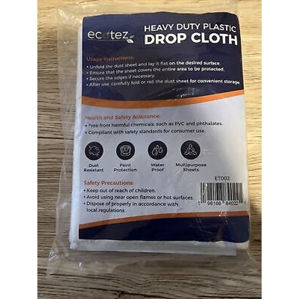 3 Pack 12 x 9 ft Extra Large Painter’s Plastic Drop Cloth Clear NEW